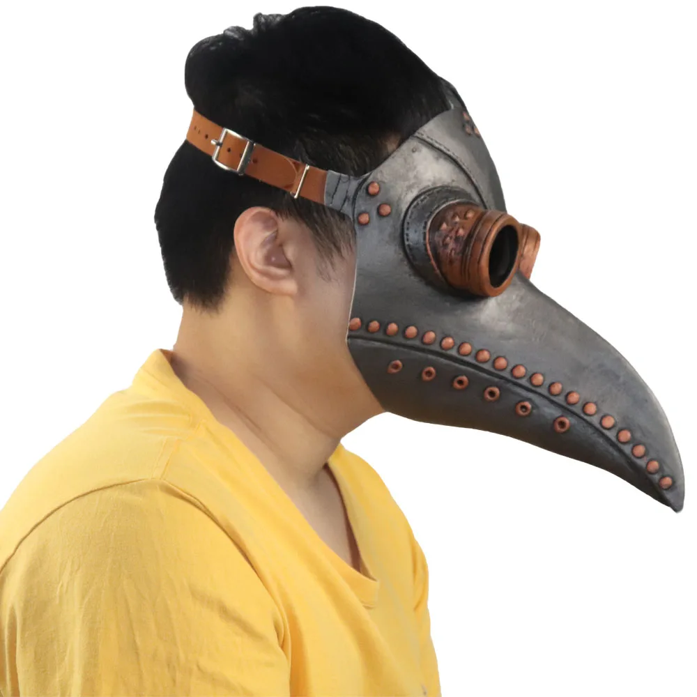 万圣节瘟疫医生乳胶面具光伪装睫毛膏长鼻子喙鸟乌鸦cosplay蒸汽朋克