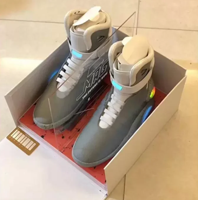 

Automatic Laces Air Mag Sneakers Marty Mcfly Led Shoes Back To The Future Glow In The Dark Gray Mcfly Sneakers