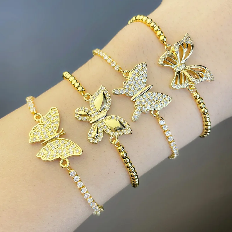 

18k Gold Plated Butterfly Charm Bracelet Cubic Zircon Butterfly Bracelet for women