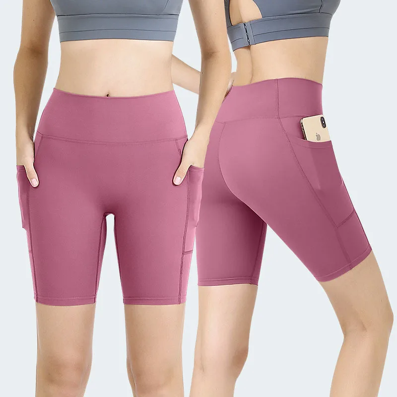 Oem High Quality Black Mid Thigh No Camel Toe Proof 75 Nylon 25 Spandex Cycling Biker Yoga Shortsleggings With Pockets For Women Buy Anti Uv Windproof Reversible Anti Odor Sweat Wicking Waterproof Smart Fabric