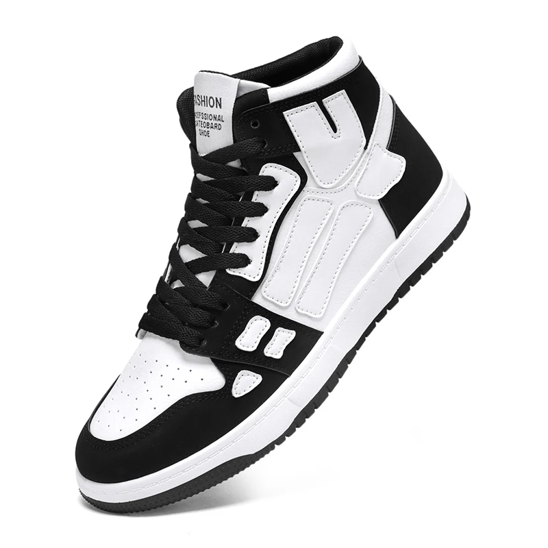 

2021 Running Shoes Men's High Top Trainers Retro Sneakers Black Leather Sports Basketball Shoes for Men