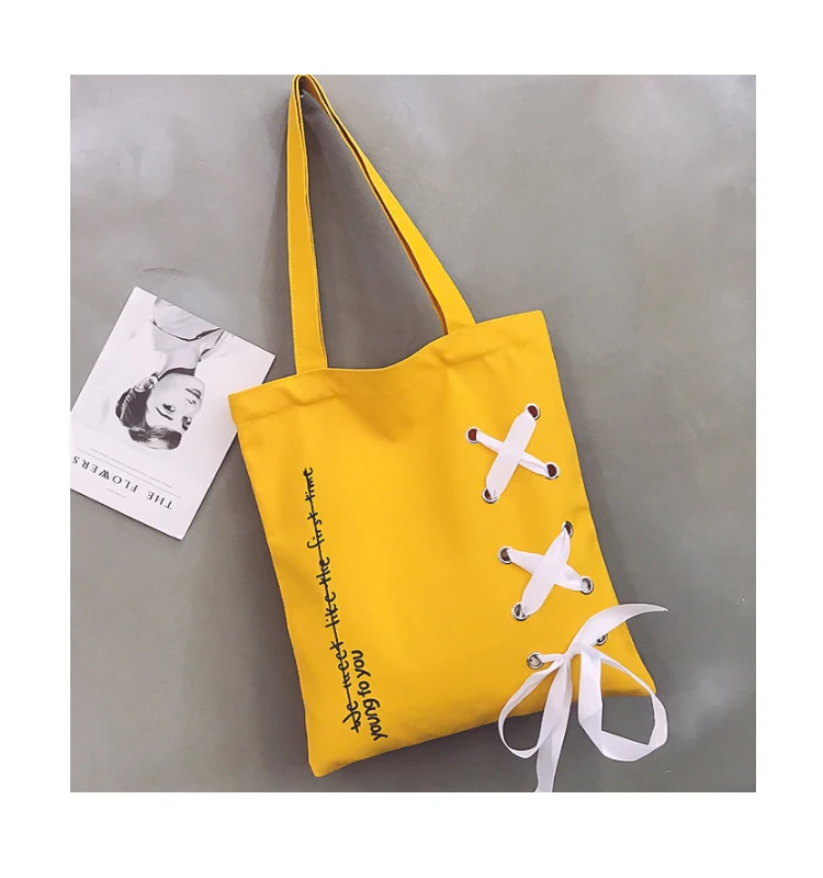 

College student handbag creative fashion cotton canvas shoulder bag shopping tote bag