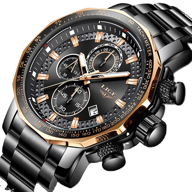 

2020 LIGE Watch Men Top Brand Luxury Sport Waterproof Stainless Steel Analogue Quartz Mens Watches Date Business Clock Reloj