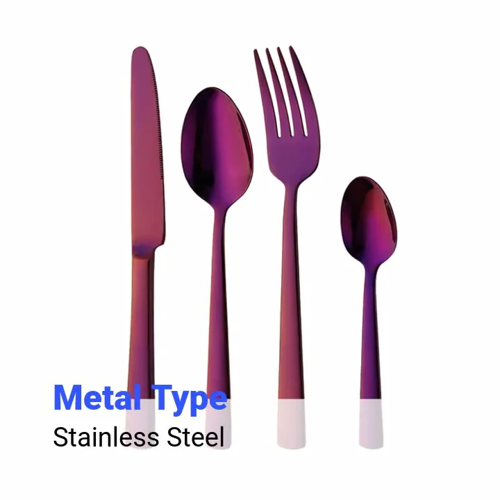 Purple Titanized Color Pvd Coating Stainless Steel Cutlery Set 304 Buy Purple Titanized Color