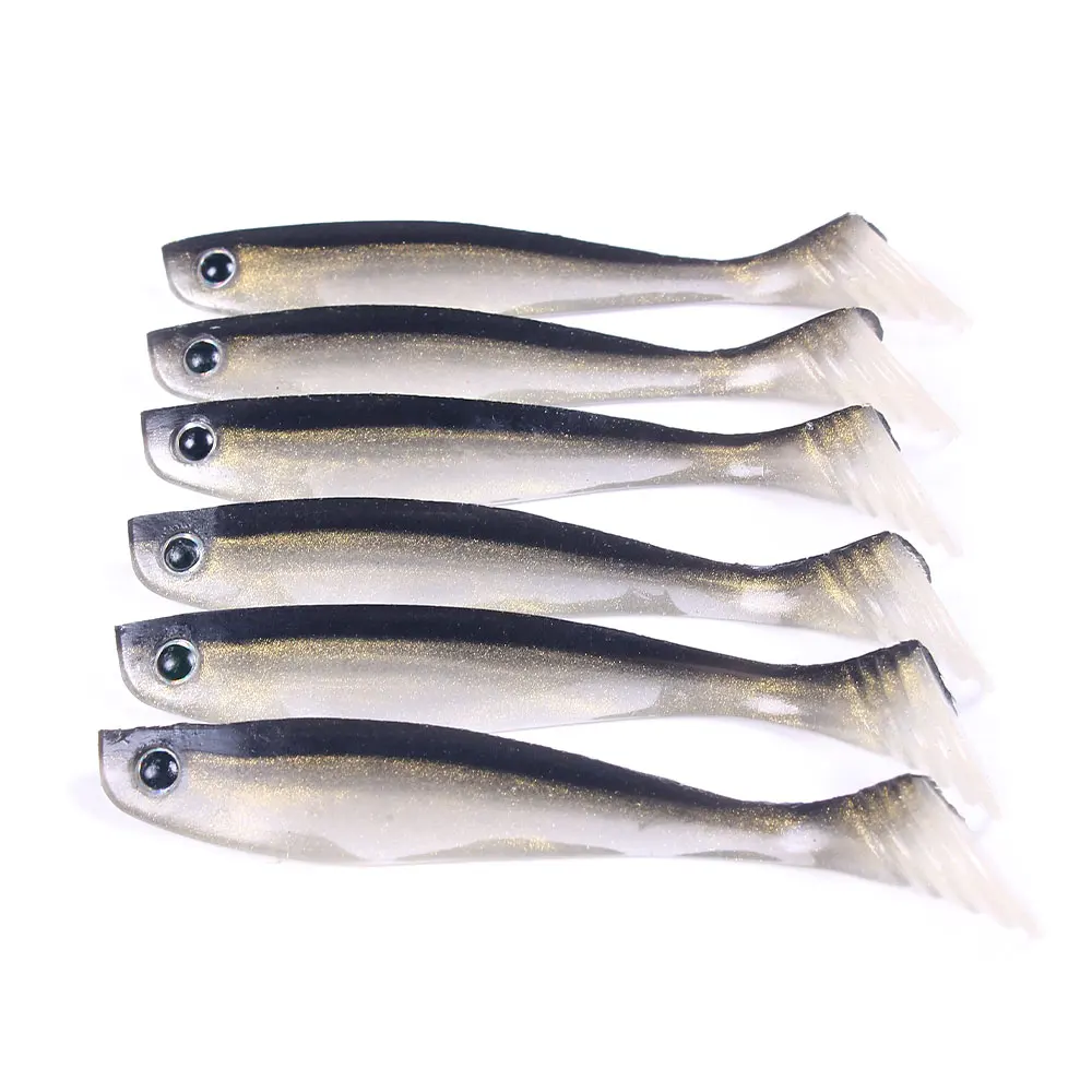 

6pcs Lure t tail shad Soft Lure Two color Black Back Soft Lure 10cm 5.3g fishing bait pesca, 1 color