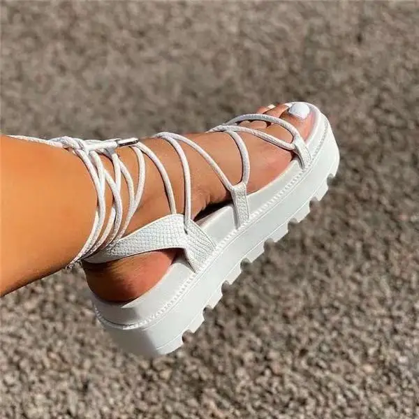 

Sandalias 2021 new trendy platform sandals women sexy lace up sandals casual summer shoes outdoor footwear, 2 colors as picture