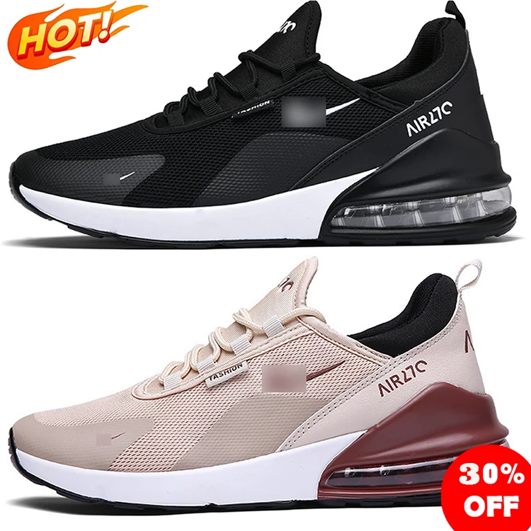 

2021 Wholesale with knit upper brand black and white men sneaker women running air cushion for men sport running shoes
