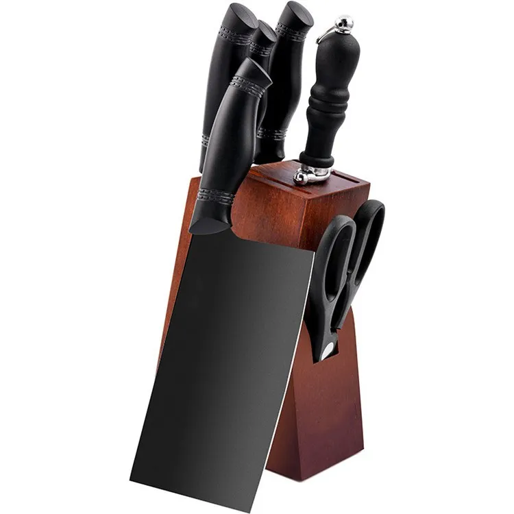 

Wholesale price 6 pcs kitchen knife set black Seis cuchillos de cocina en negro