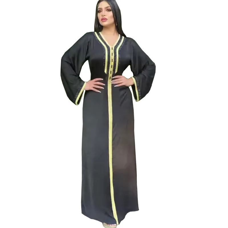 

Middle East long dresses with beads muslim dress, Black