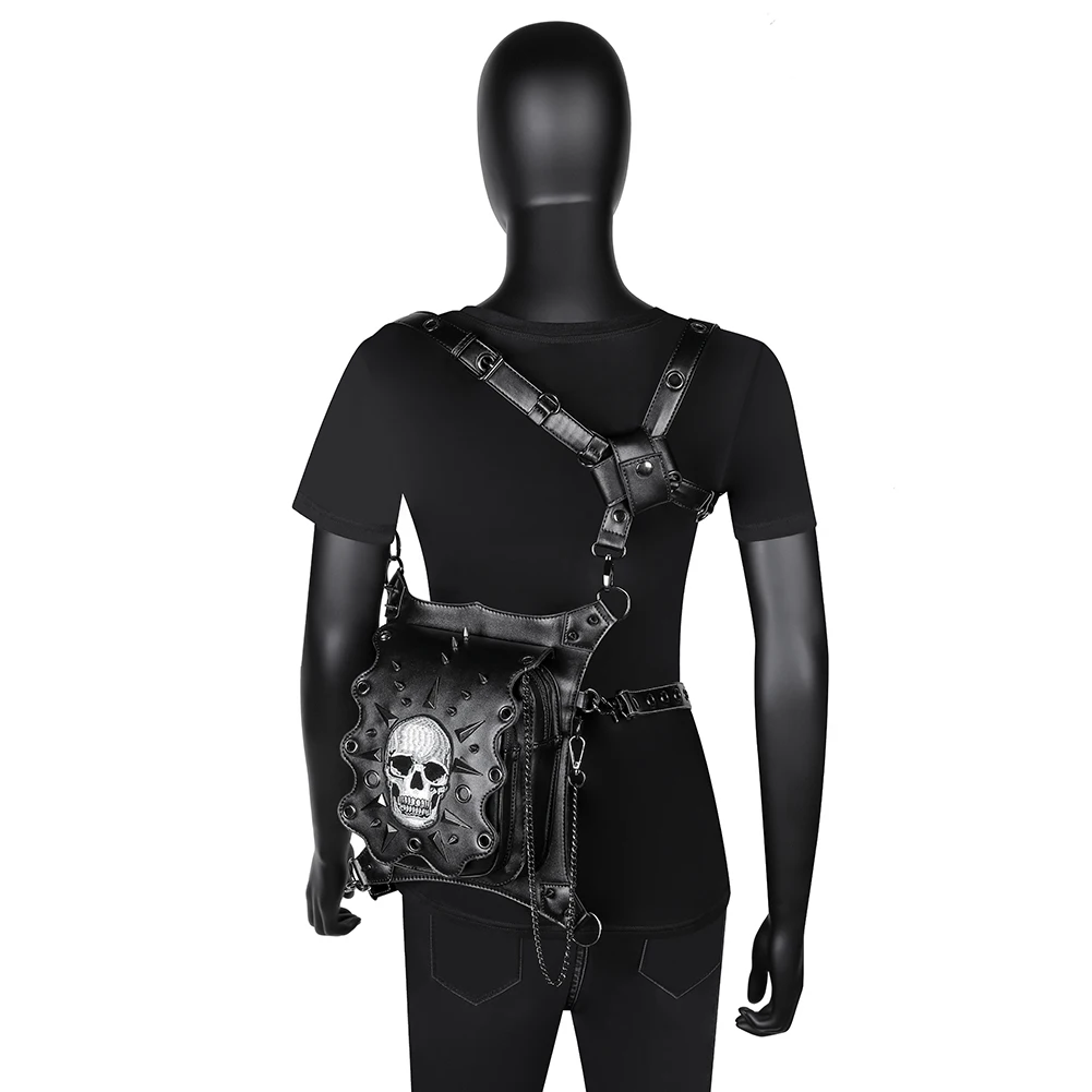 

New fashion steampunk wholesale European and American punk shoulder pu leather crossbody bag for women