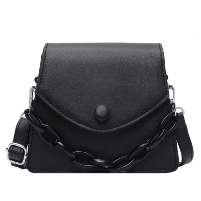 

Solid Color Thick Chain Small PU Leather Crossbody Bags for Women 2021 Summer Shoulder Purses Ladies Handbags