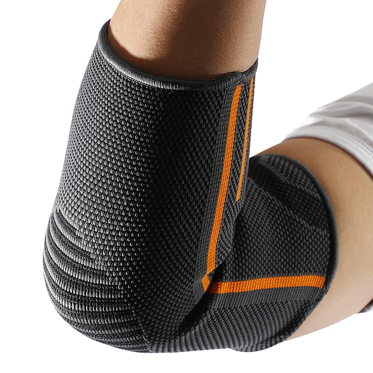 

Football weight lifting tennis elbow brace support strap, Blue orange, gray orange
