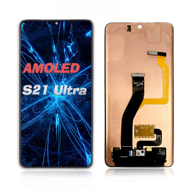 

Original AMOLED LCD For S21 Ultra For SAM SUNG Galaxy S21 Galaxy Display LCD Touch Screen Replacement With Frame, Sliver black