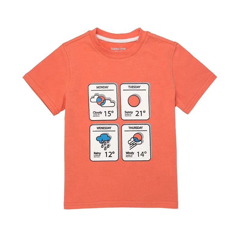 

Gabby Loop Kids Orange Cartoon Boy T-Shirts Summer Sun And Rain T Shirts In Bulk, Customized color