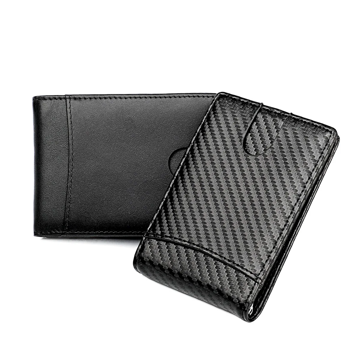 

Explosive US dollar clip men's wallet new carbon fiber pattern anti-theft brushed wallet cowhide short RFID wallet