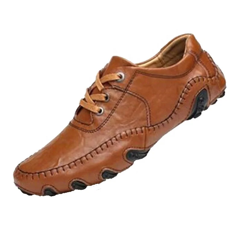 

OEM leather men shoes dropship outdoor casual hand made casual loafer driving shoes genuine leather soft big size men shoes