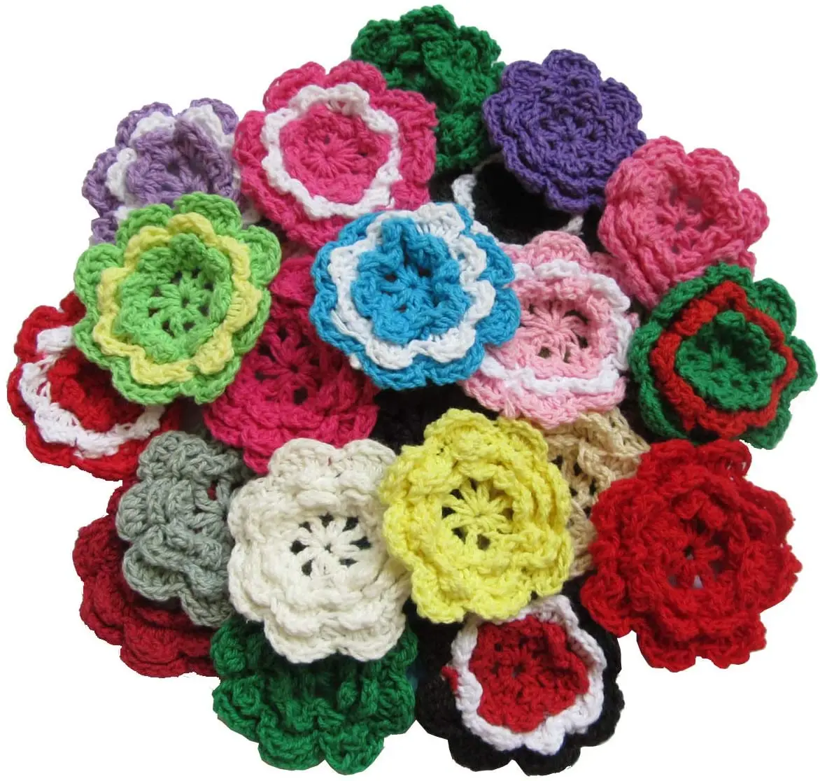 

colorful embroidered flower small crochet flower accessories for clothing, crochet flowers