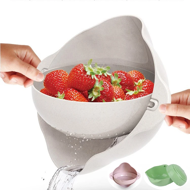 

Double Drain Basket Bowl Washing Kitchen Strainer Noodles Vegetables Fruit Tools Bar Kitchen Gadgets Reusable Accessories