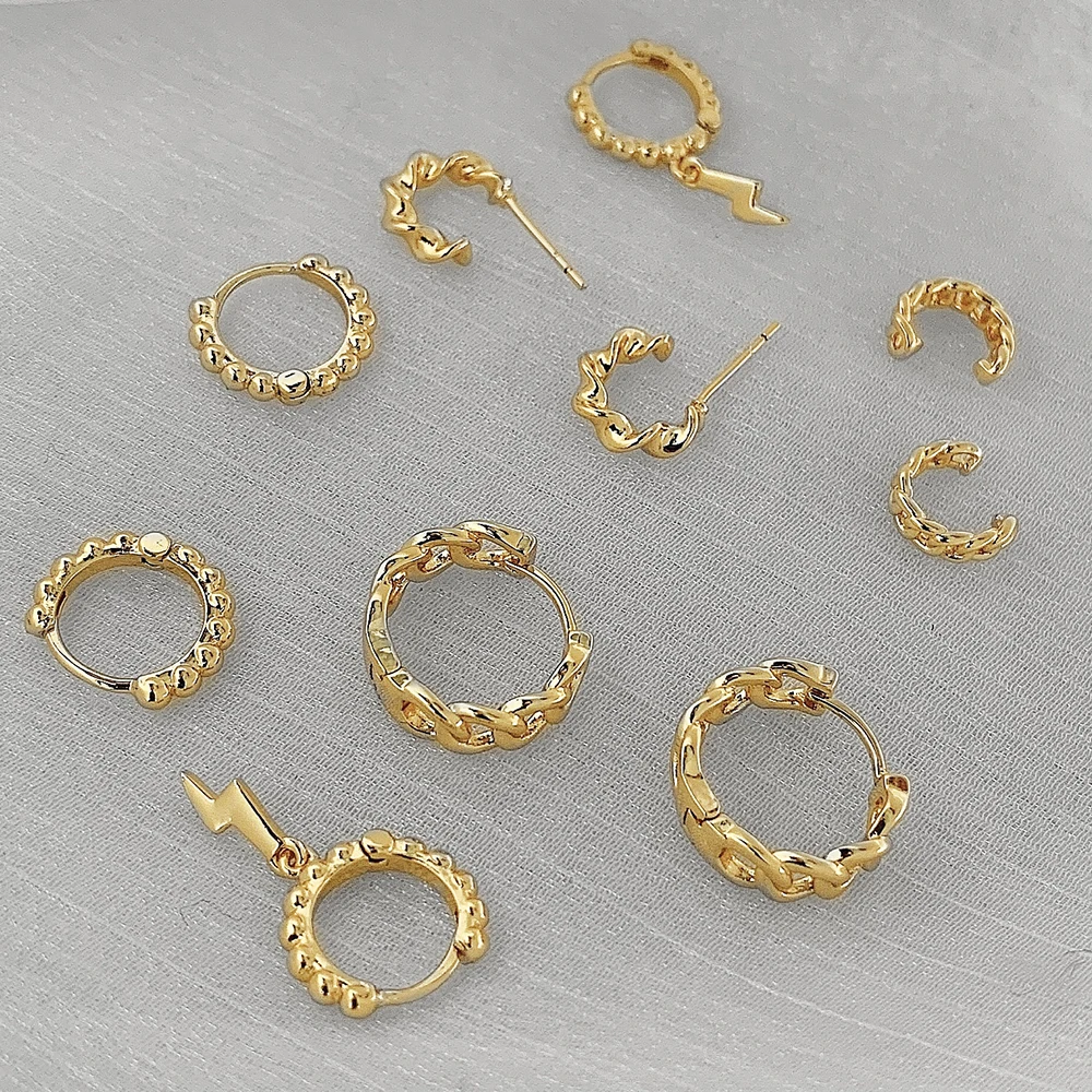 

minimalist gold filled lightning round circle earring small hoop earrings