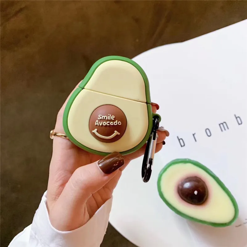 

3D Funny Cute Fruit Avocado Soft Silicone Funda Protective Case Cover Coque for Airpods 2 for Apple Airpod Pro