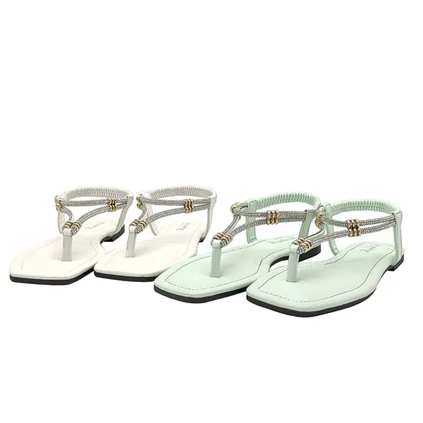 

2021 summer new trendy Women's clip toe flat sandals with Metal buckle decoration
