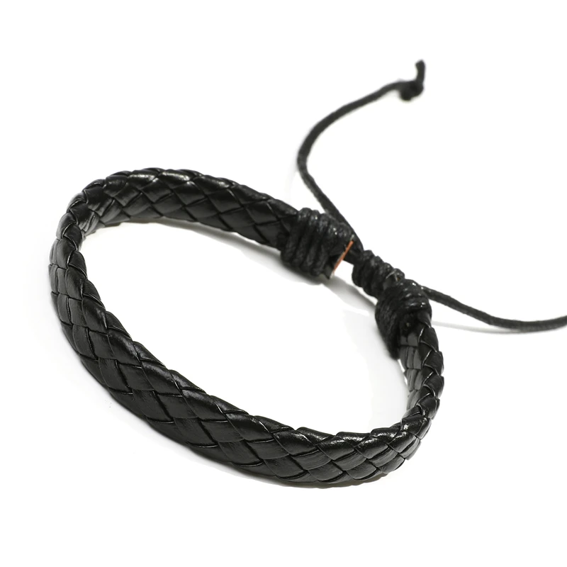 

Yiwu Factory Direct Cheap Black PU Leather Bracelet Men, As picture