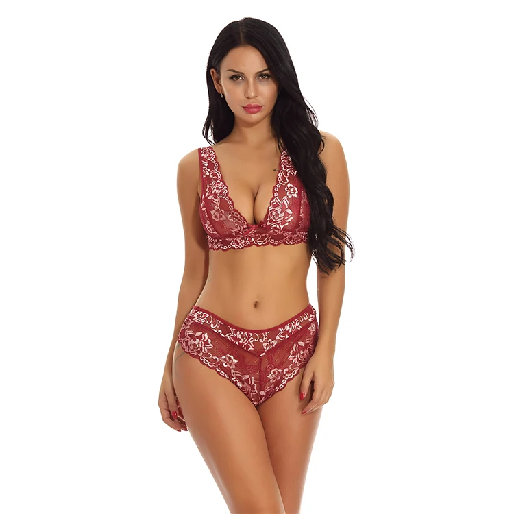 

Spot supply Lace printing set sexy underwear woman
