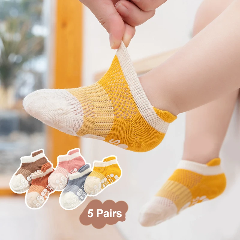 

5 pairs/set Baby Kids Soft Cotton Socks Boys Girls Cute Cartoon Warm Fashion Baby Sport Socks Anti Slip, 7 colors