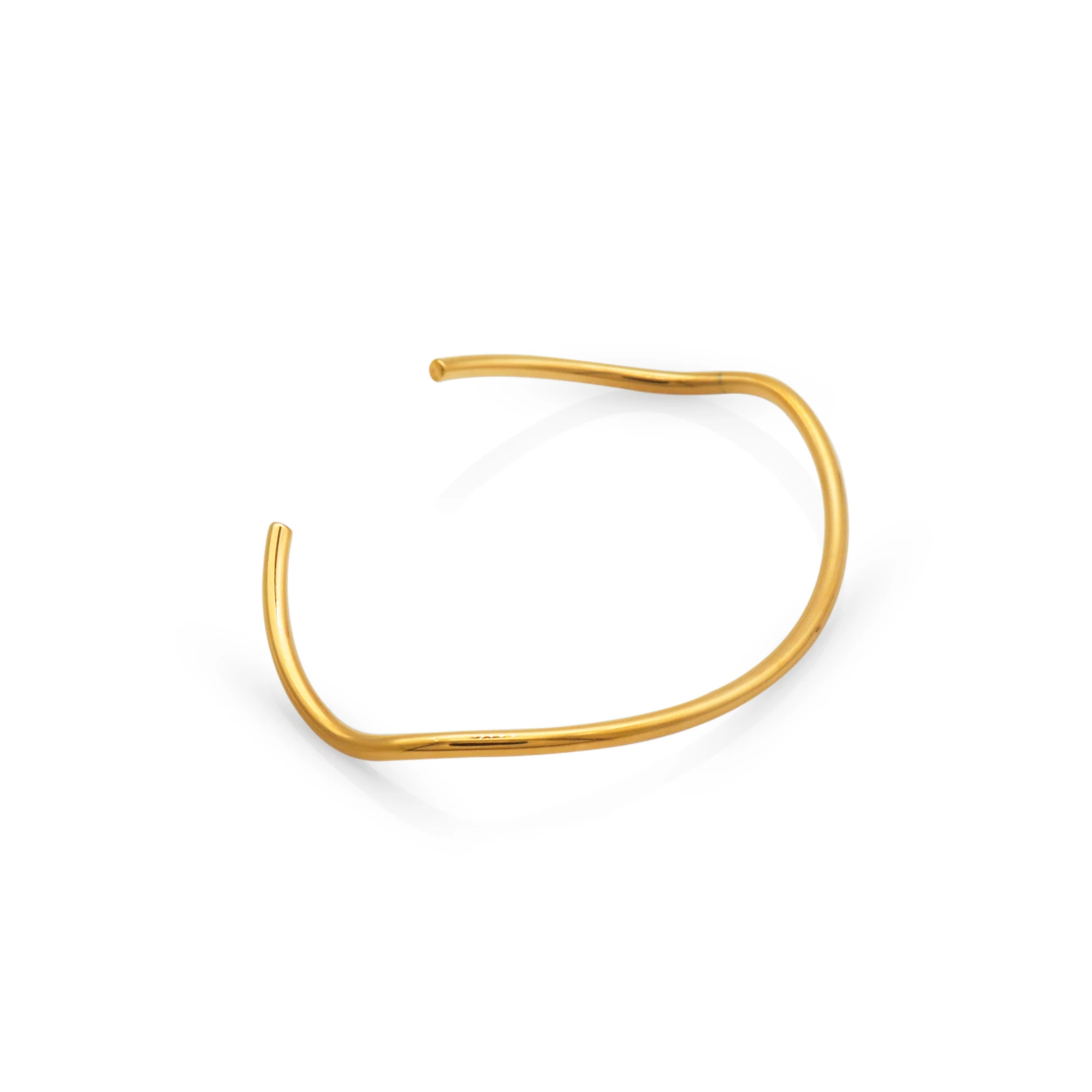 

Chris April fashion jewelry 316L Stainless steel PVD gold plated irregular shape mobius cuff bracelet