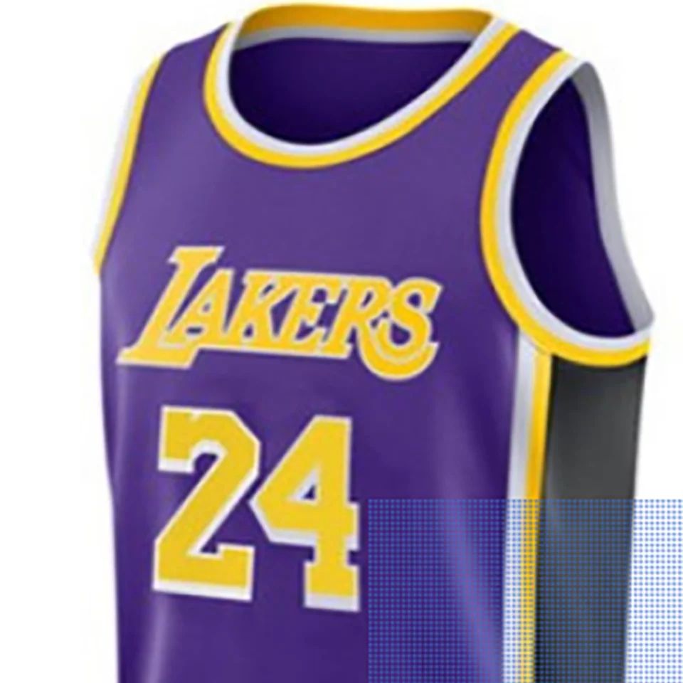 

high quality Wholesale retro Kobe No. 24 NO.8 purple yellow round neck V-neck embroidery basketball jersey