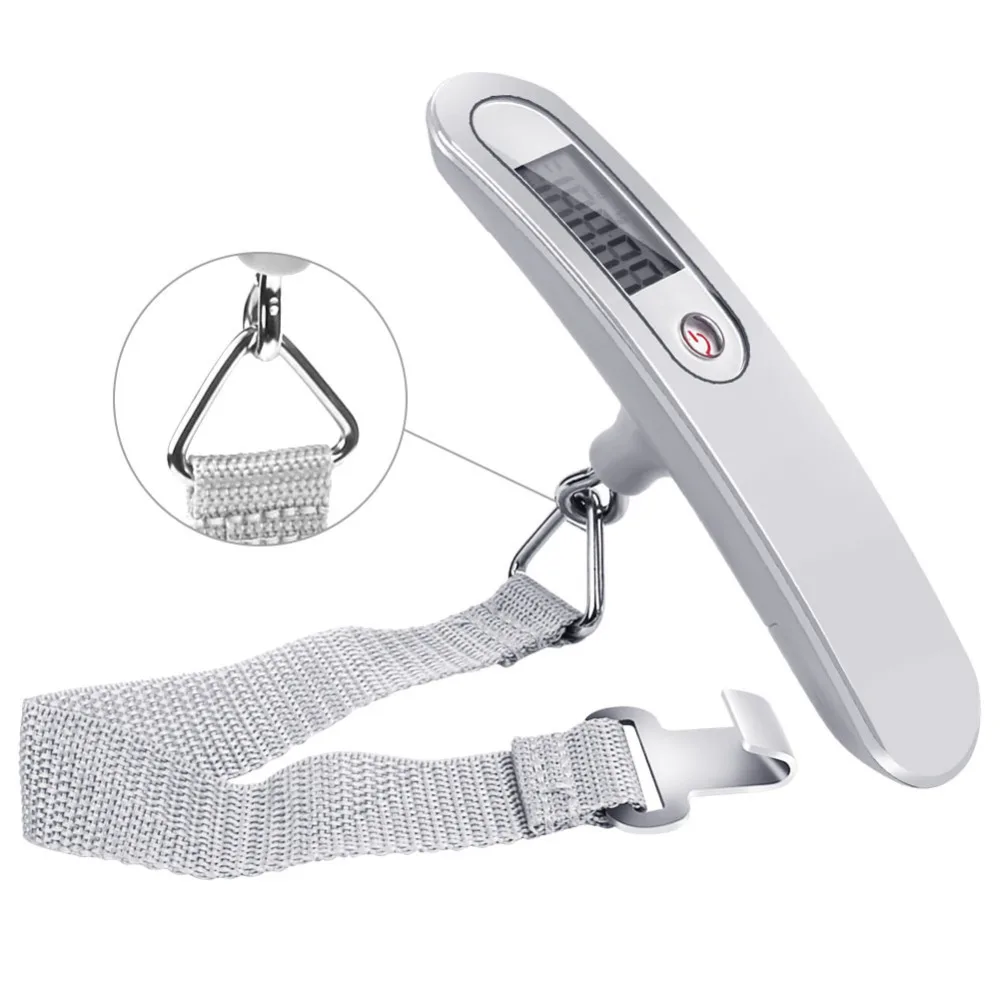 

LCD Display Portable Travel Luggage Hanging Digital Scale for Fishing, White