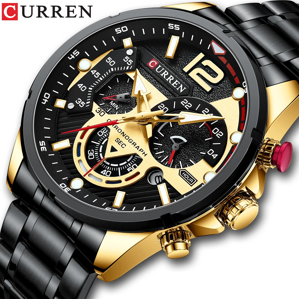 

Reloj cronografo curren 8395 Sport Wristwatches Men Luminous Quartz Watch Casual Chronograph Stainless Steel Male Watches