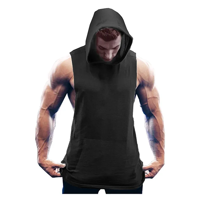 

Wholesale Hooded Mens Stringer Tank Tops Sleeveless Gym Hoodie Bodybuilding Muscle Shirts Hoodie