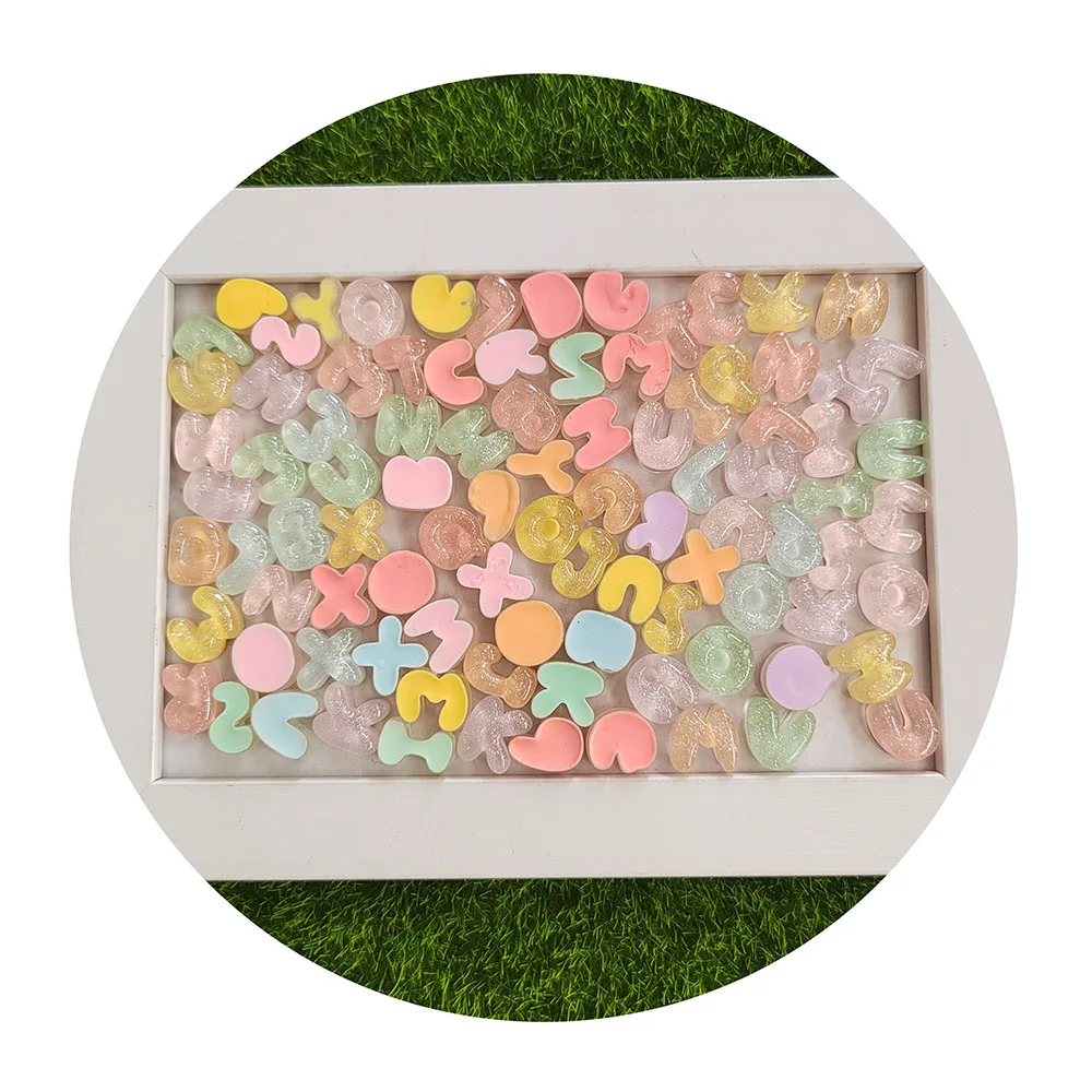 

100Pcs/Lot 13-15MM Mini Resin Alphabet Flatback Embellishments Letter Beads Charms For DIY Craft Scrapbooking Jewelry Making