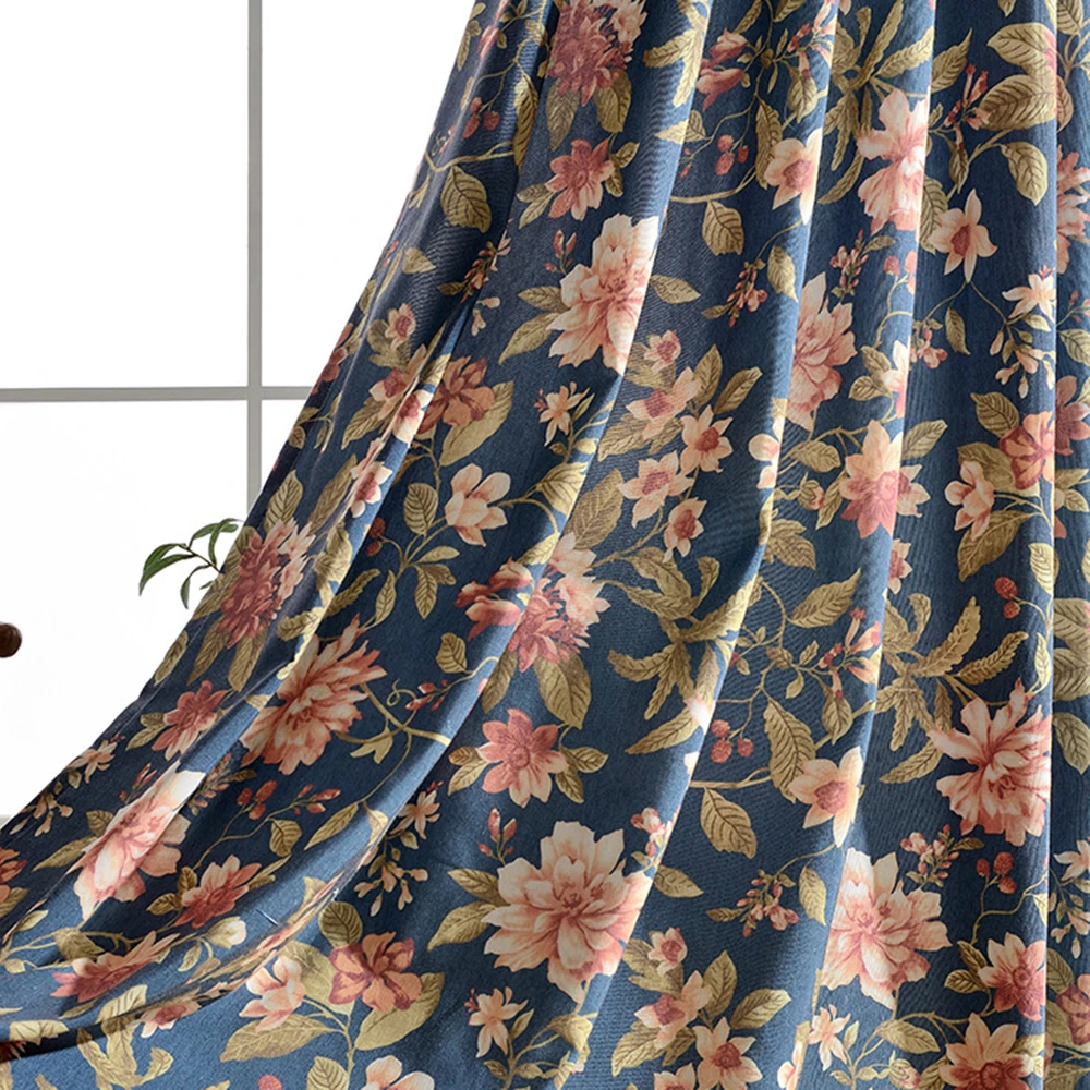 

2020 Amazon hot printed cotton curtain supplier modern floral geometric cheap wholesale home curtain living room curtain factory