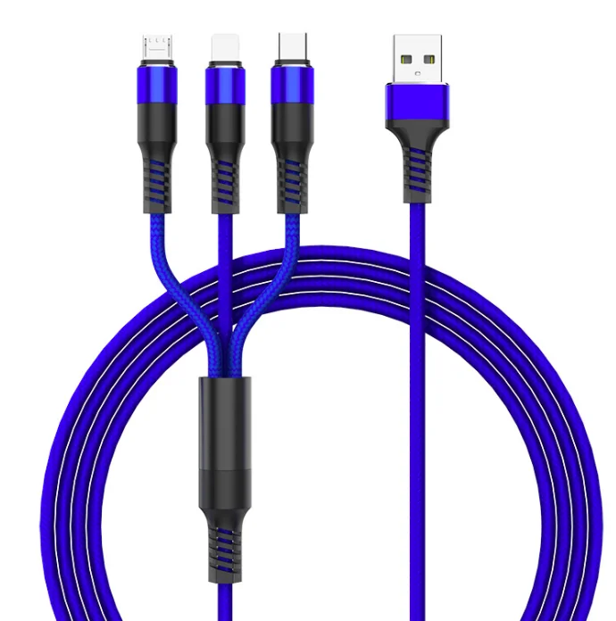 Fashion present gift Nylon Braided one drag three 2.5A quick charging wire 3 in 1 usb cable - ANKUX.COM