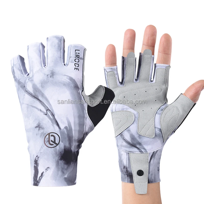 

Fashion sun protection sailing sports gloves camouflage ice silk fabric fishing gloves, Custom color