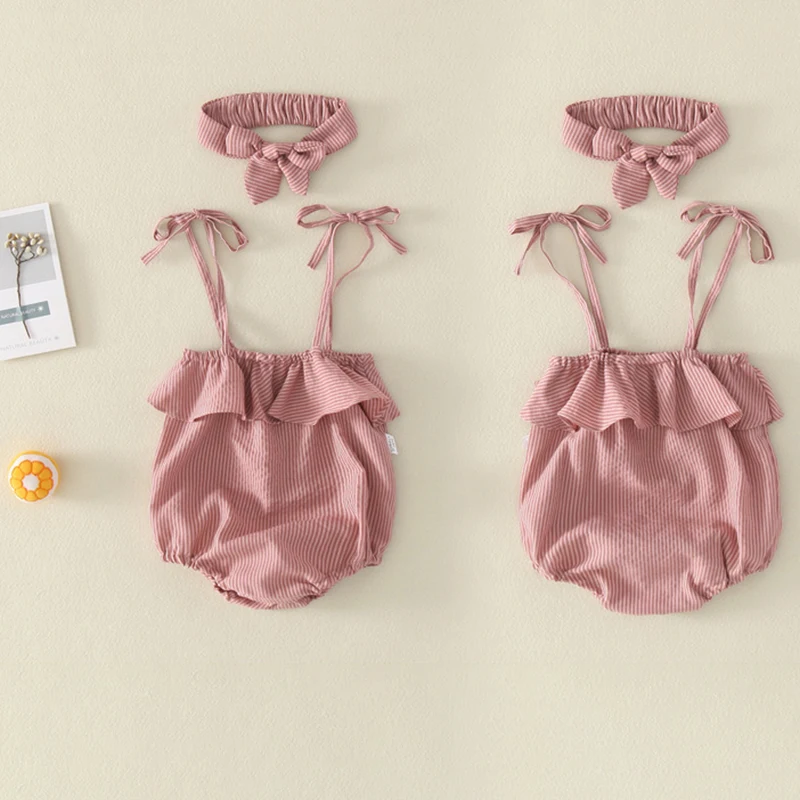 

Baby jumpsuit girl summer newborn suspenders thin section crawling clothes 6-9 months baby clothing