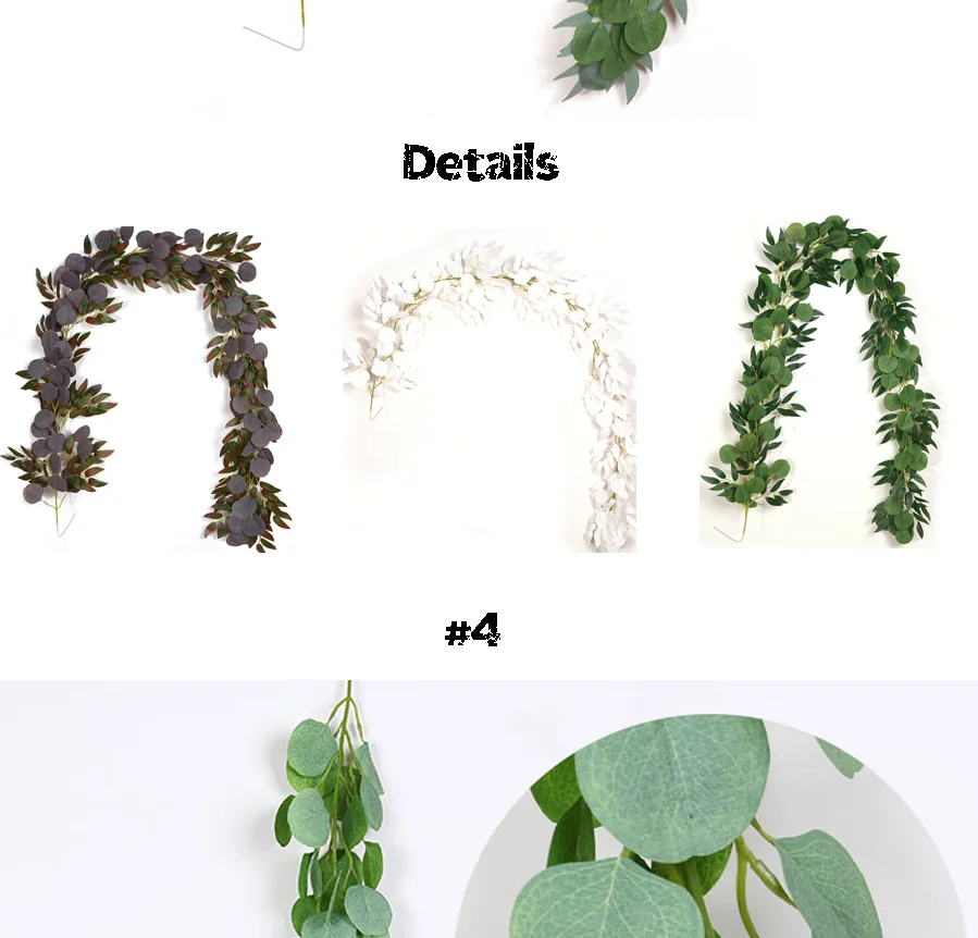 Artificial Eucalyptus Garland Leaves Handmade Vine Wreath Greenery Rose