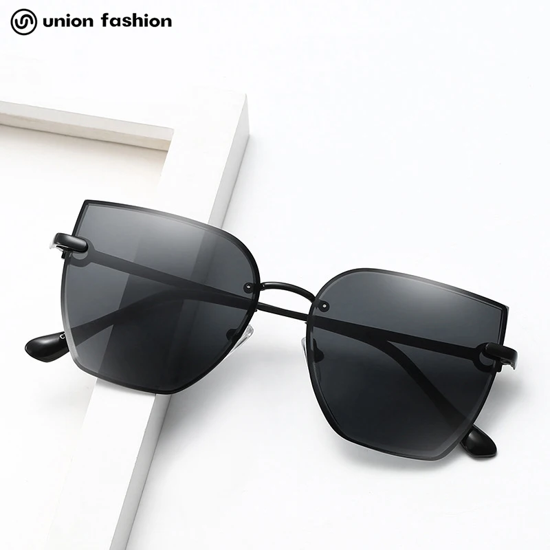 

Hotsale Personality Cutting Rimless Big Frame Over Sized Women Men Sunglasses, 6 colors