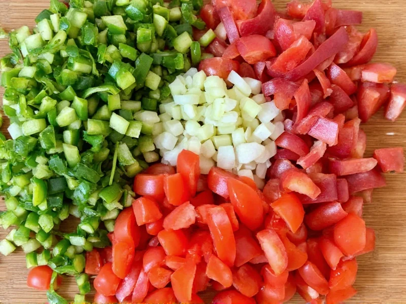 Chopped fresh ingredients for homemade salsa recipe