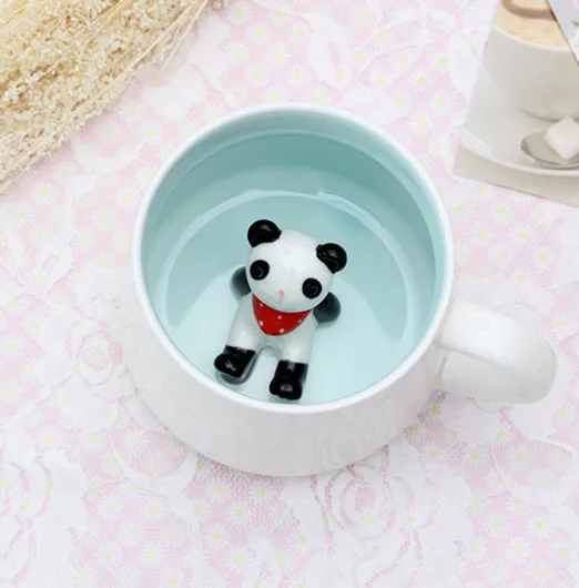 

shoutao customized 400ml Panda Surprise 3D Coffee Mug Cute Cartoon Animal Ceramics Cup Baby Animal Inside