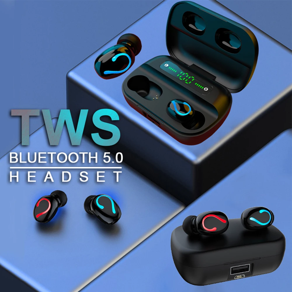 Q82 TWS Bluetooth 5.0 Earphones Mini Wireless Stereo Gaming Earbuds Sports Headsets with Mic Charging Case
