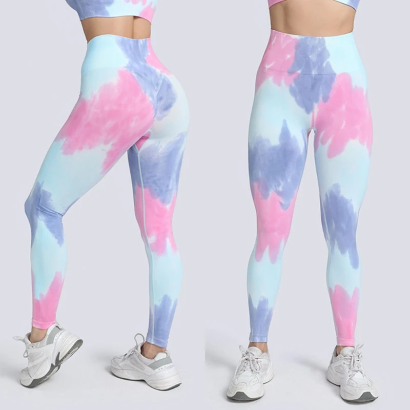 

Custom logo high waisted compression stretchy seamless leggings wholesale workout gym exercise tie dye fitness yoga tights, As you see or oem