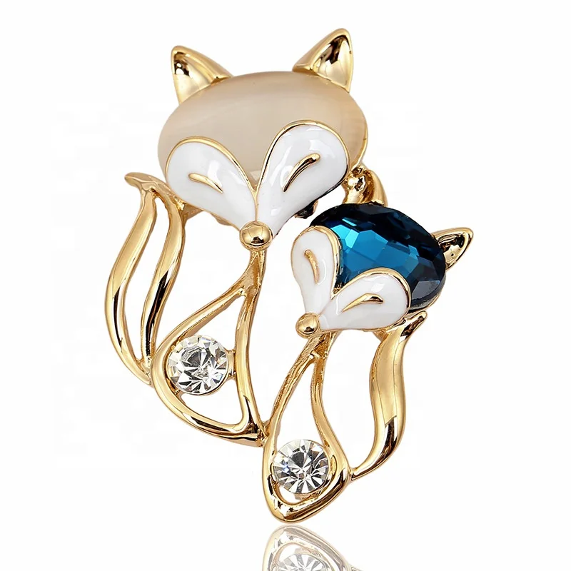 

Retro Alloy Fox Brooch Fine Beauty Style Crystal Brooch Creative Personality Cute Brooch, Rose gold/silver