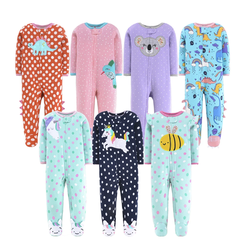 

Cartoon Unisex Baby Clothing Cute Baby Rompers Winter cotton Long Sleeve Footed Baby Pajama With Zip, Picture
