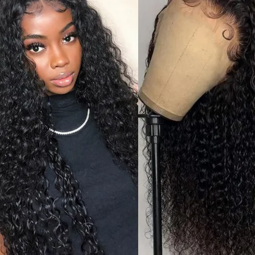 

180 density black hd human hair lace front wig kinky curly human hair lace front wigs