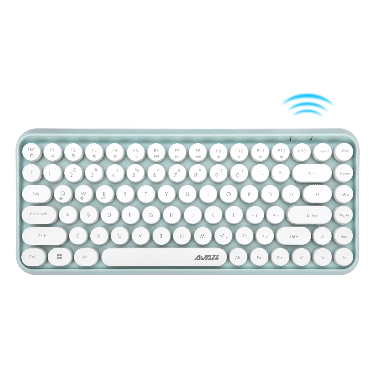 

Hot Sale AJAZZ 308I 84 Keys Wireless BT office Keyboard Retro Typewriter Round Key for Windows IOS Android office Keyboard