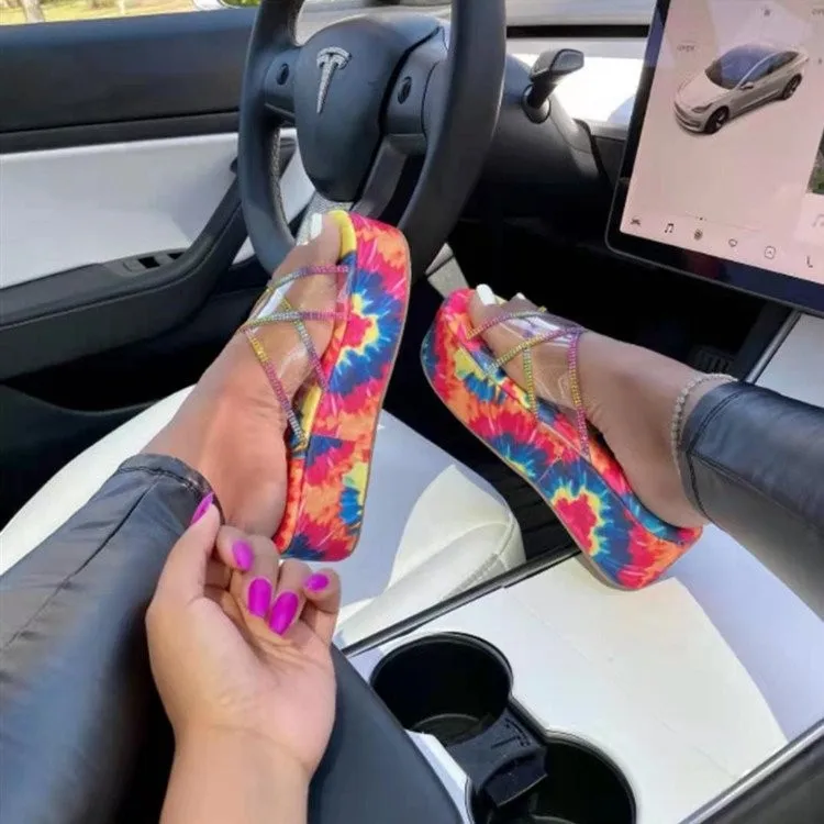 

2021 Fashion Transparent slides popular jelly sandals platform wedges women's slippers wholesale, Customized color