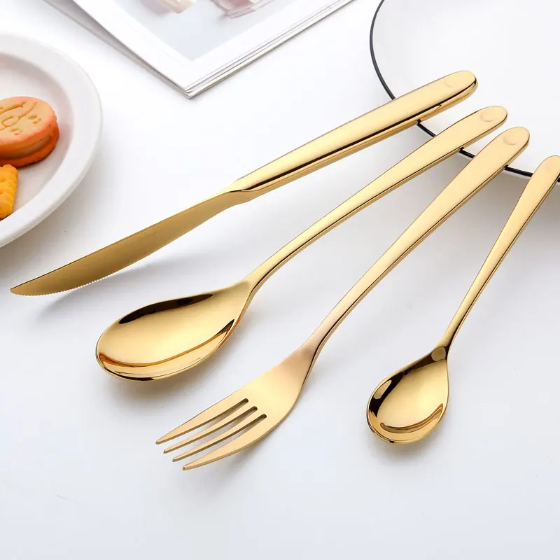 

Wholesale Luxury Wedding Customized Logo Flatware Set Gold Cutlery Set for Gift, Gold/iridescent/silver/black